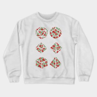 Red Rose Vintage Pattern Silhouette Polyhedral Dice - Dungeons and Dragons Design Crewneck Sweatshirt